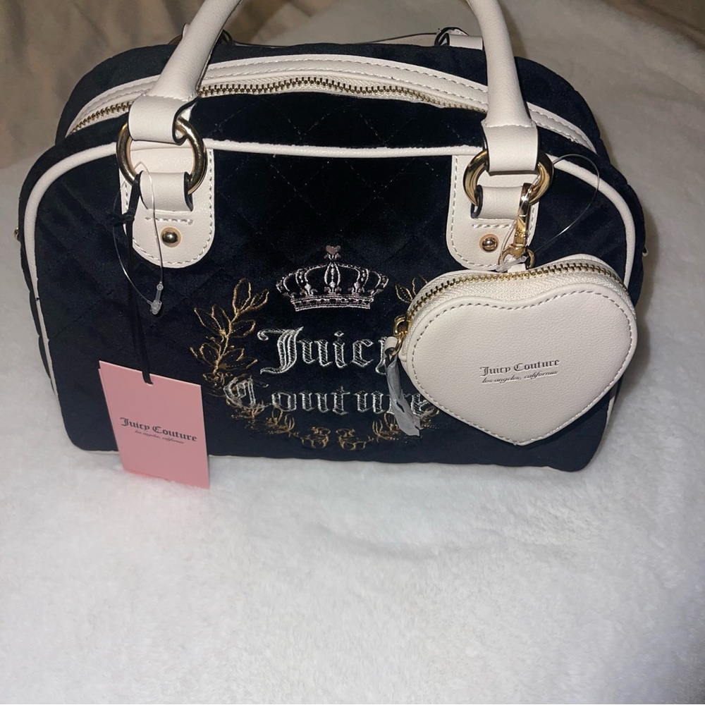 Juicy Couture Black Satchel with White Accents